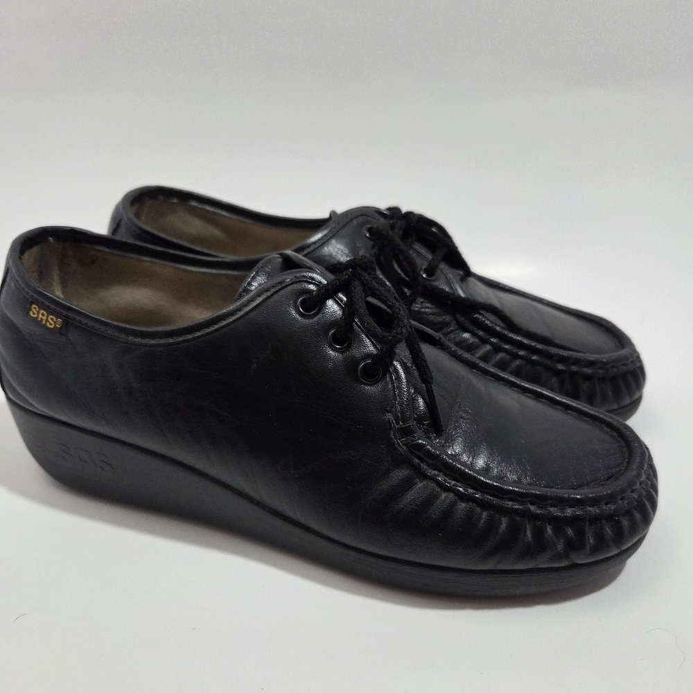 SAS Women's Siesta Black Leather Shoe 8.5W Comfort